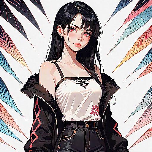 Solo Long-Haired Black Anime Girl Portrait