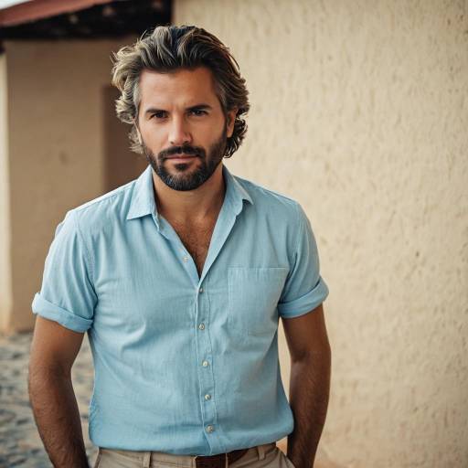 Relaxed Casual Man in Light Blue Shirt