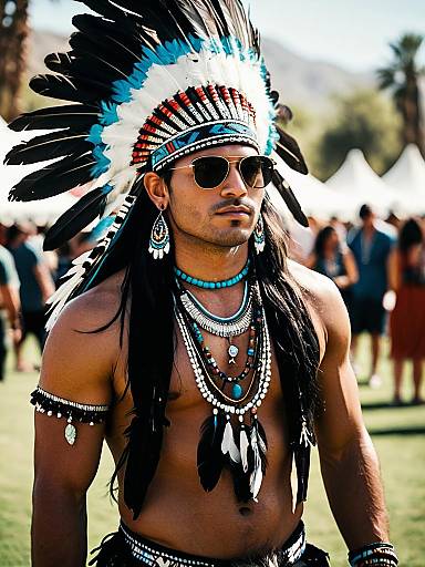 Coachella Tribal Headdress Male Portrait
