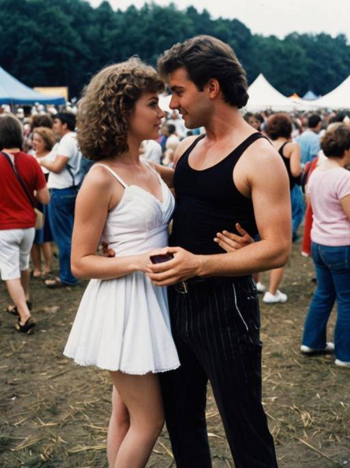 Couple in Dirty Dancing Costumes at Outdoor Festival