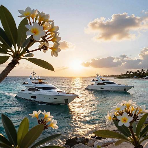 Luxury Yachts at Bahama Bay Sunset
