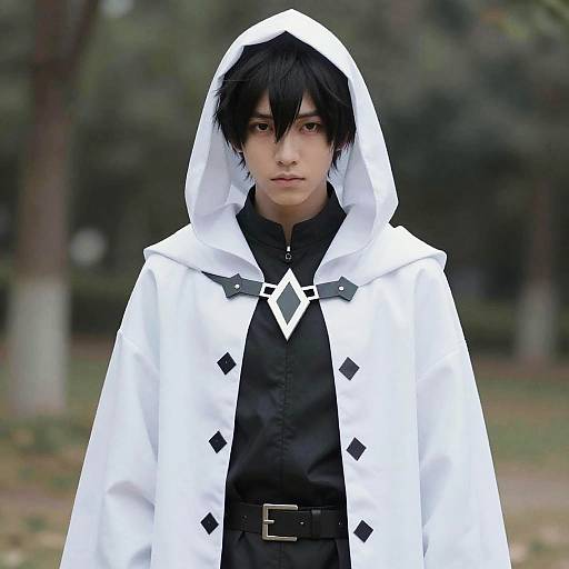 Male Albedo Cosplay in White Cloak