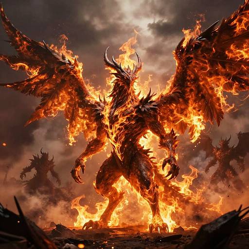 Fiery Dark Feathered Creature