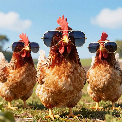 Chickens Wearing Aviator Sunglasses
