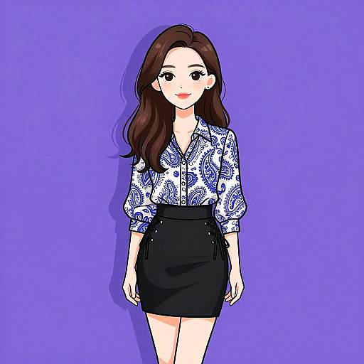 Business Casual Woman with Paisley Blouse