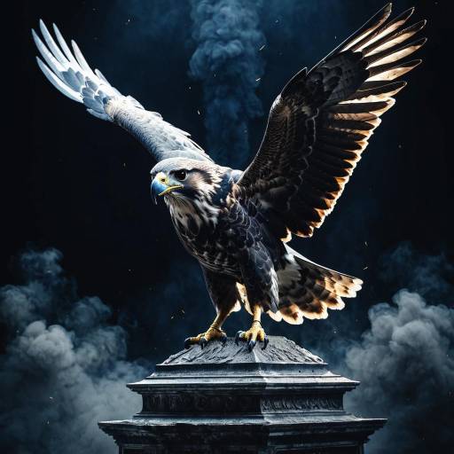 Majestic Falcon Statue with Open Wings