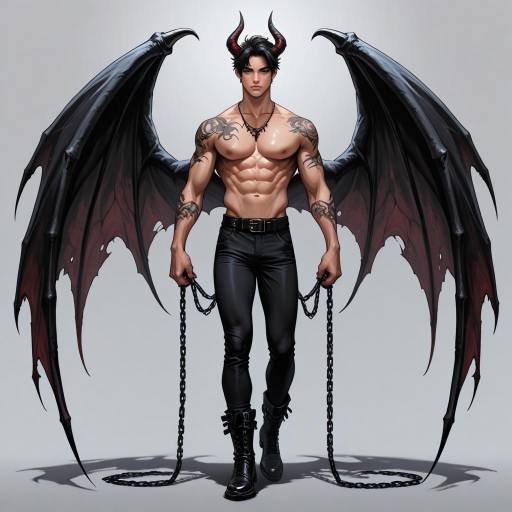 Demon-Themed Lean Male with Wings Demon-Themed Lean Male with Wings