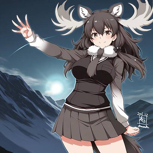 Illustration of Moose (kemono friends), kemono friends in the style of Aoi manabu