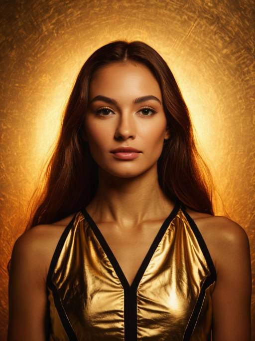 Woman in Shiny Gold Halter Top Portrait
