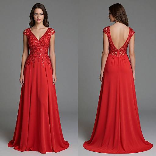 Elegant Red A-Line V-Neck Prom Dress