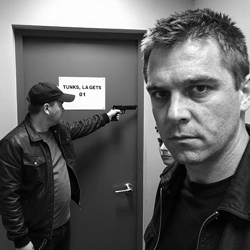 Intense Black-and-White Tense Scene