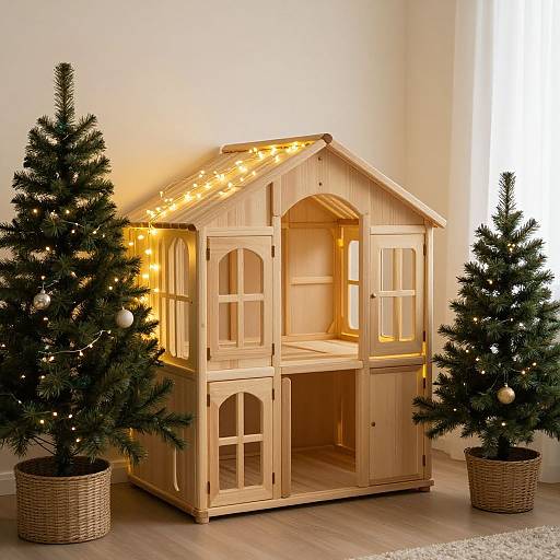 Festive Cozy Wooden Playhouse Scene