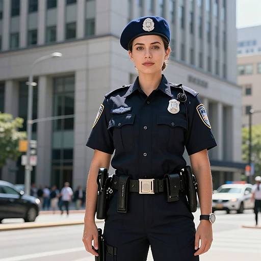 Confident Female Police Officer in City