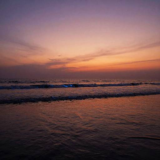 Serene Sunset Ocean with Bioluminescence