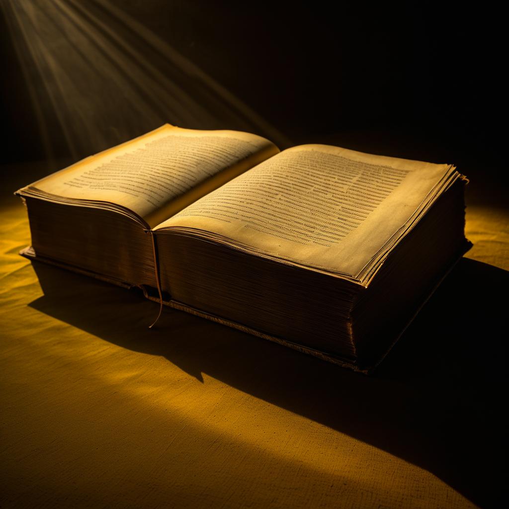 Dramatic Lighting on an Aged Book