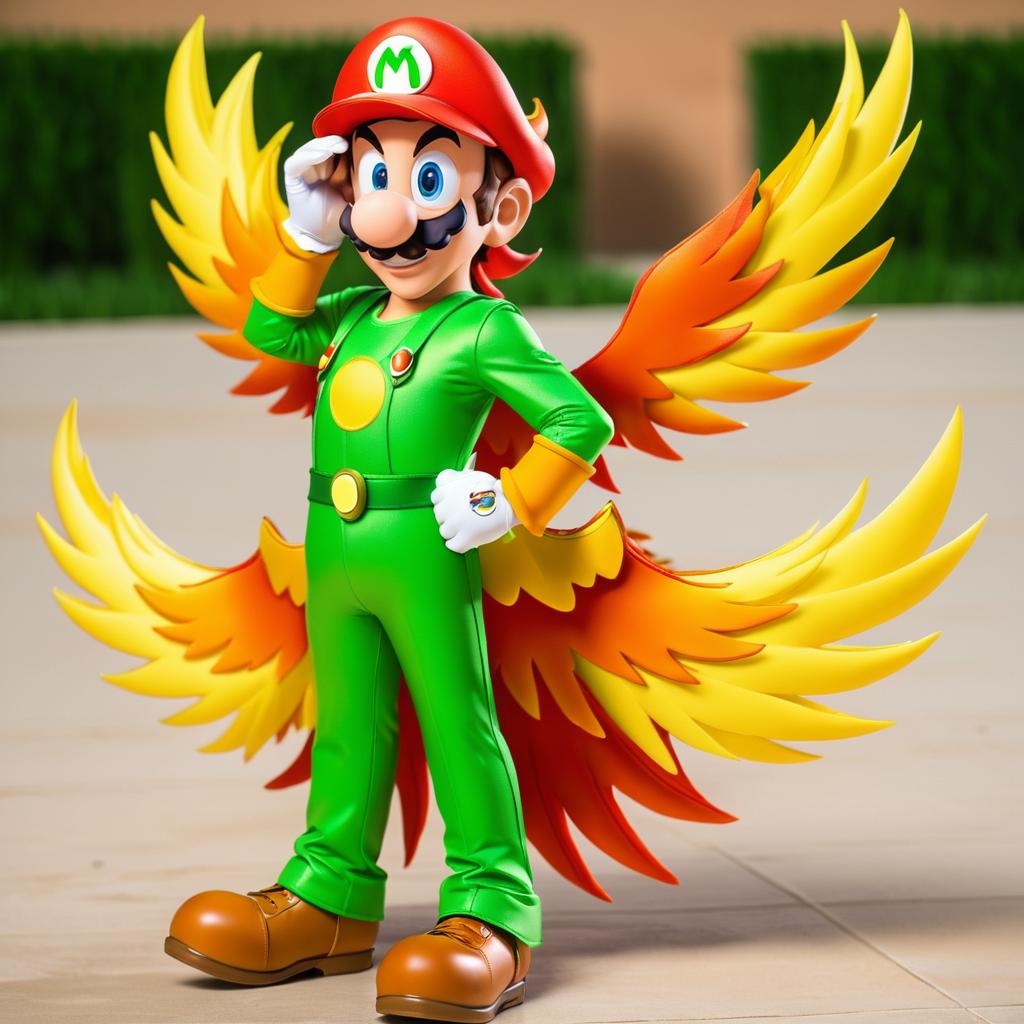 Luigi Transformed Into a Phoenix Creature