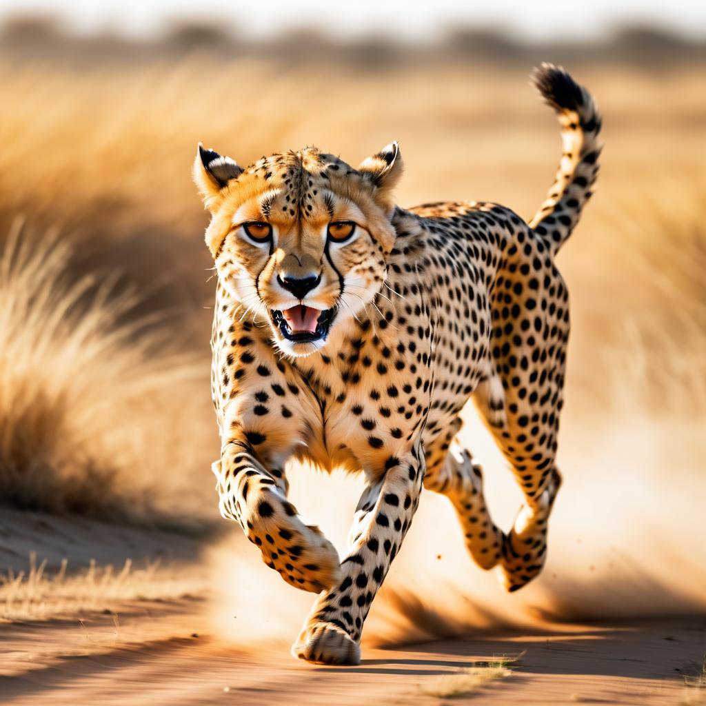 Dynamic Cheetah Running in Savanna