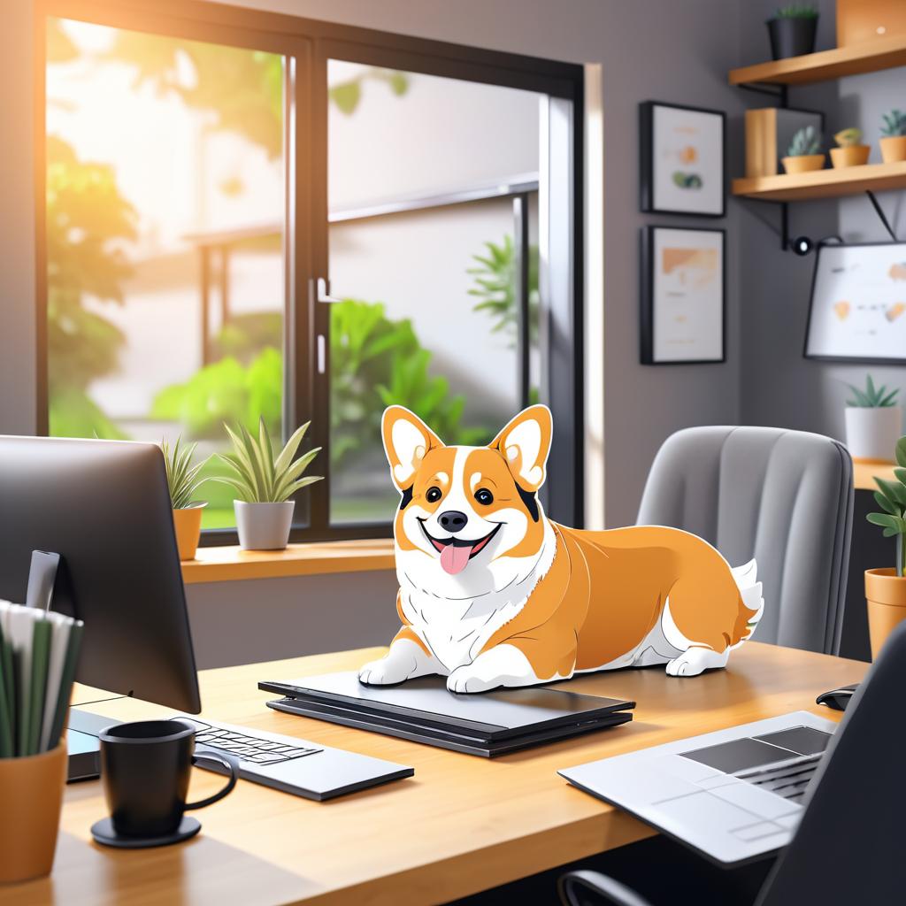 Sarcastic Corgi Working from Home