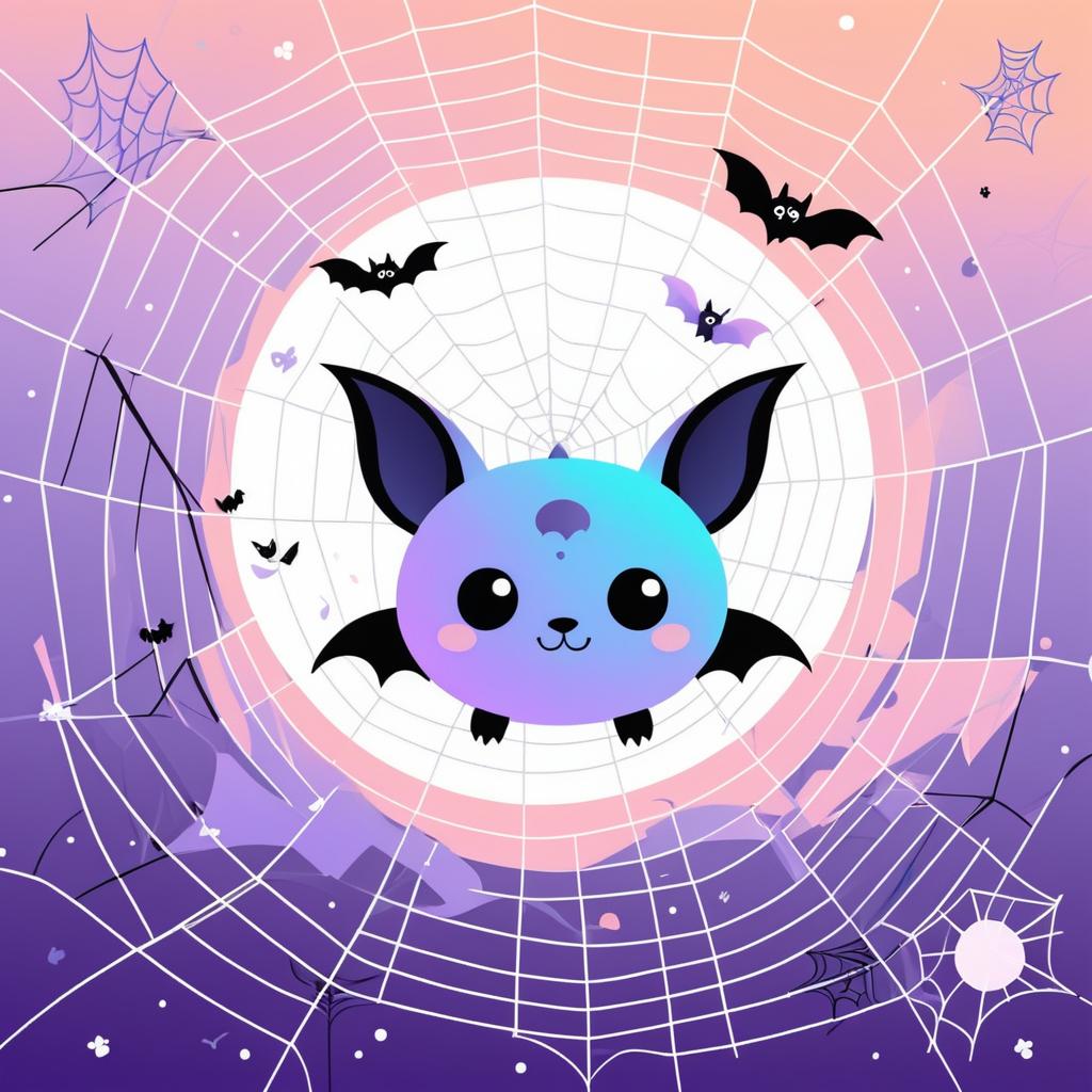 Playful Kawaii Bat Halloween Illustration