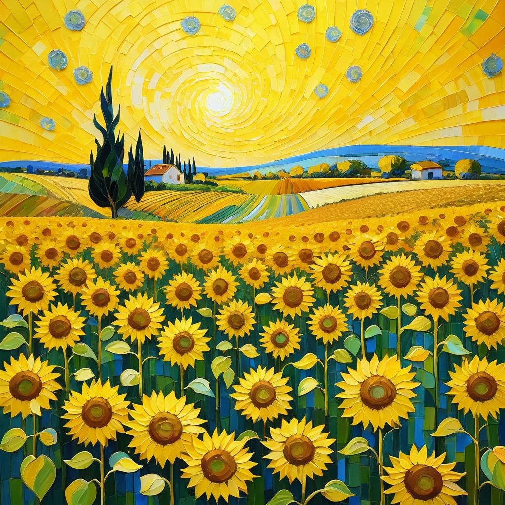 Surreal Sunflower Field in Van Gogh Style