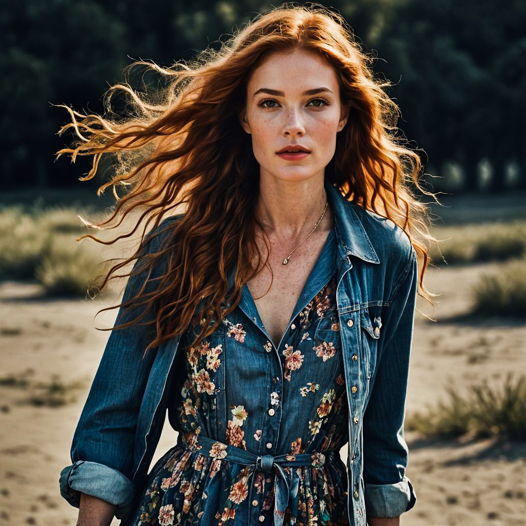 Freckled Redhead in Floral Summer Fashion