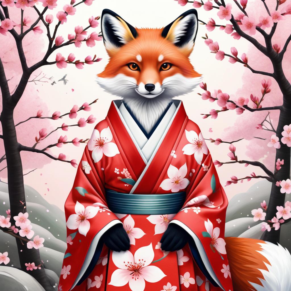 Shapeshifting Fox in Cherry Blossom Kimono