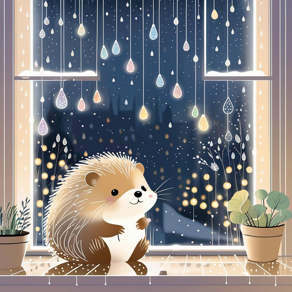 Cozy Hedgehog by the Rainy Window