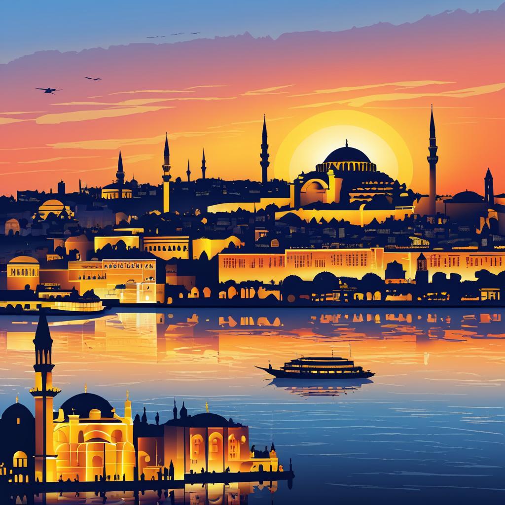 Istanbul Sunset with Iconic Landmarks