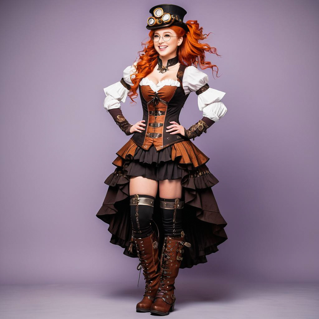 Steampunk Airship Captain in Lilac Studio