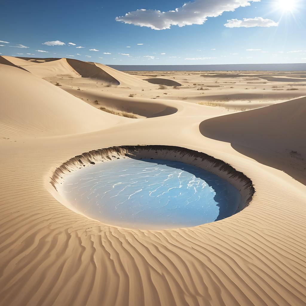 Smoldering Crater Amidst Sandy Dunes