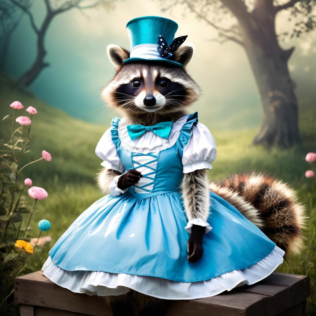 Whimsical Raccoon in Wonderland Costume