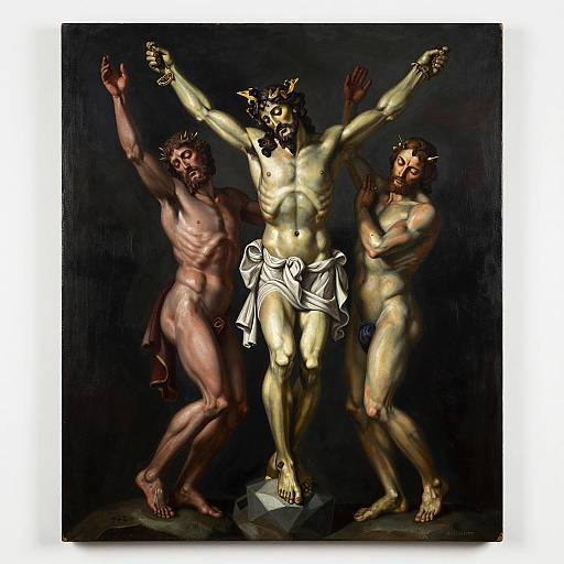 Crucifixion Scene with Muscular Figures