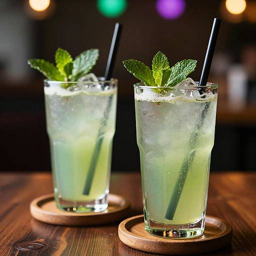 Refreshing Mint Drinks with Bokeh Lights