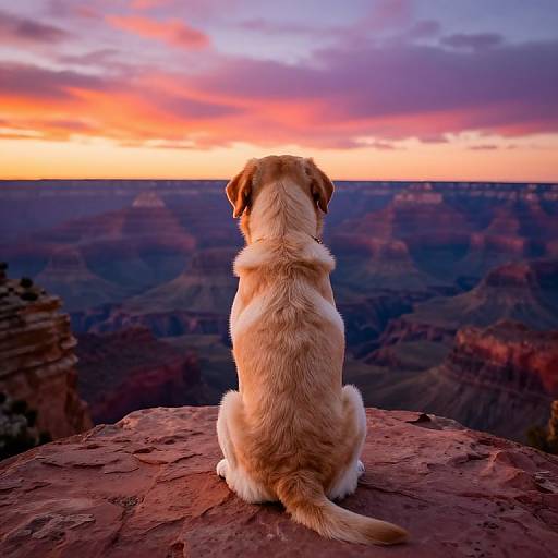 Labrador Retriever Watching Sunset at Grand Canyon