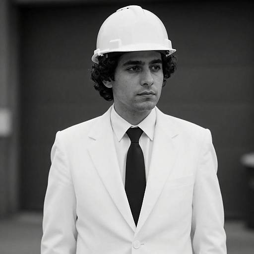 Vintage High-Contrast Man in Hard Hat