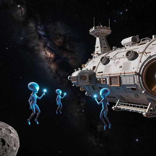 Neon Cyberpunk Orbital Docking Scene