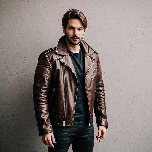Man Wearing Brown Leather Jacket
