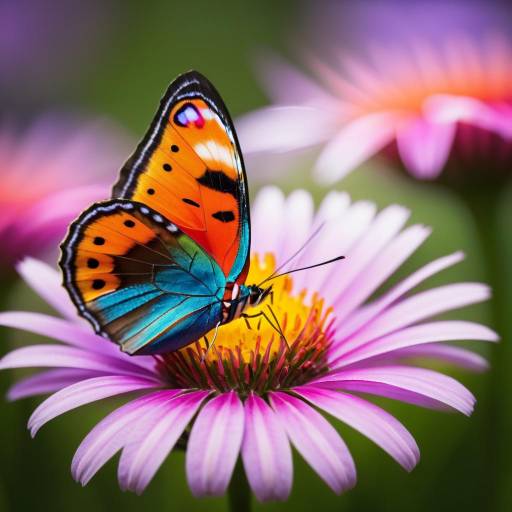 Colorful Butterfly on Purple Flower
