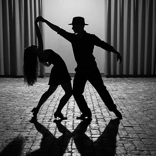 Dramatic Silhouette Dance on Cobblestones