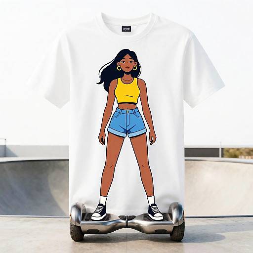 Teen Girl with Hoverboard Comic Design