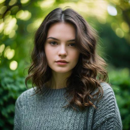 Moody Portrait of Young Woman in Grey Sweater