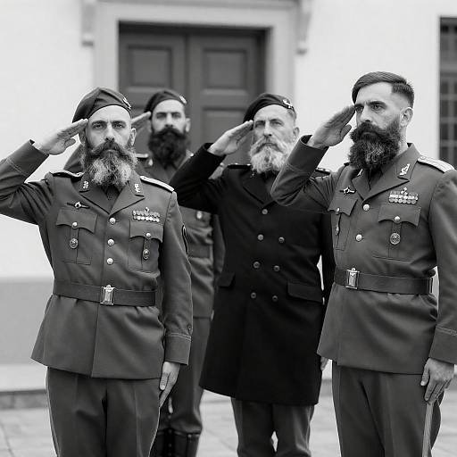 Black and White Military Officers Saluting
