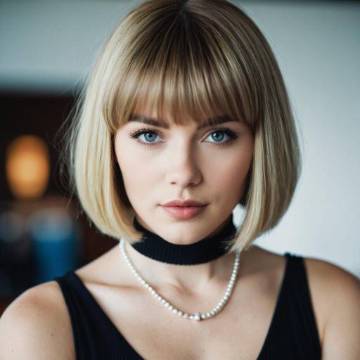 Blonde Woman with Bob Haircut and Jewelry