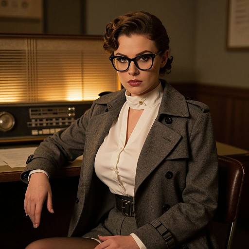 1940s Vintage Spy Woman Portrait