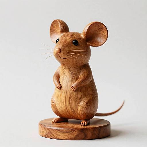 Charming Cherry Wood Mouse Sculpture