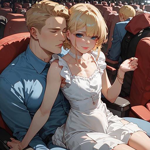 Anime Couple in Movie Theater