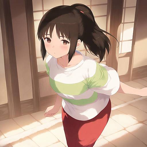 Illustration of Ogino chihiro, sen to chihiro no kamikakushi in the style of Cait aron