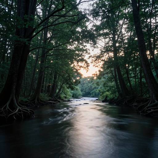 Ethereal River Through Enchanted Forest