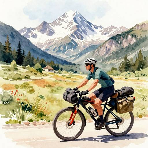 Dynamic Watercolor Bike Adventure Art