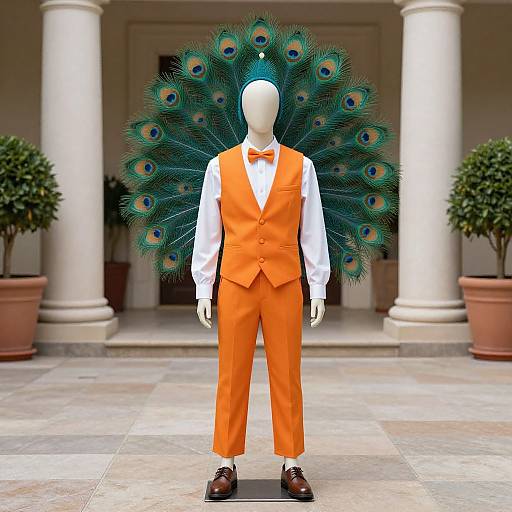 Mannequin in Peacock Costume Outfit